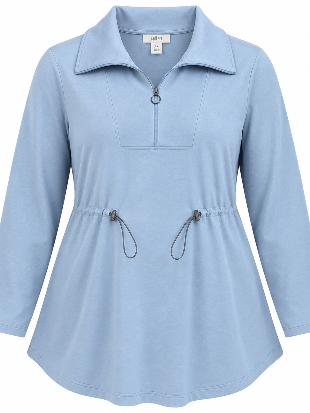 J.JILL FIT | Blue Quarter Zip Drawstring Performance Tunic Plus | 2X